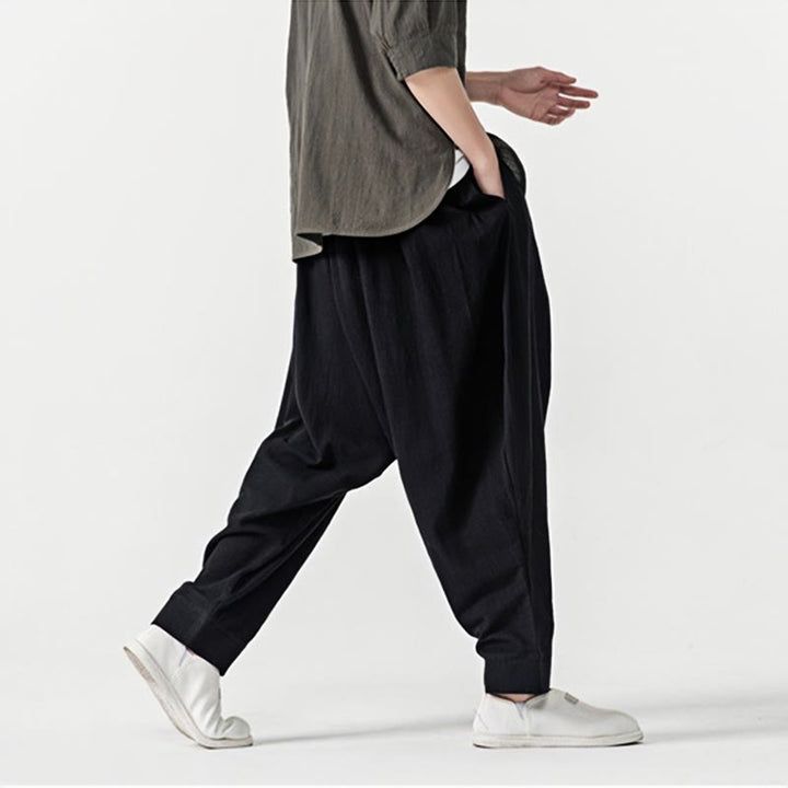 Pantalon sarouel pour homme avec cordon de serrage et poches, couleur unie, motif Buddha Stones Spring - image 13