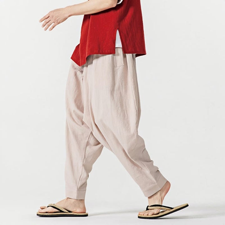 Pantalon sarouel pour homme avec cordon de serrage et poches, couleur unie, motif Buddha Stones Spring - image 27