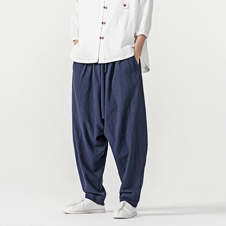 Pantalon sarouel pour homme avec cordon de serrage et poches, couleur unie, motif Buddha Stones Spring - image 6