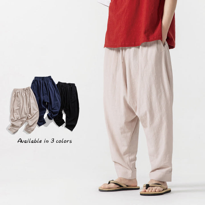 Pantalon sarouel pour homme avec cordon de serrage et poches, couleur unie, motif Buddha Stones Spring - Beige - US/UK/AU46，EU56 (5XL) - image 18