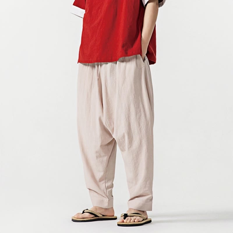 Pantalon sarouel pour homme avec cordon de serrage et poches, couleur unie, motif Buddha Stones Spring - image 25