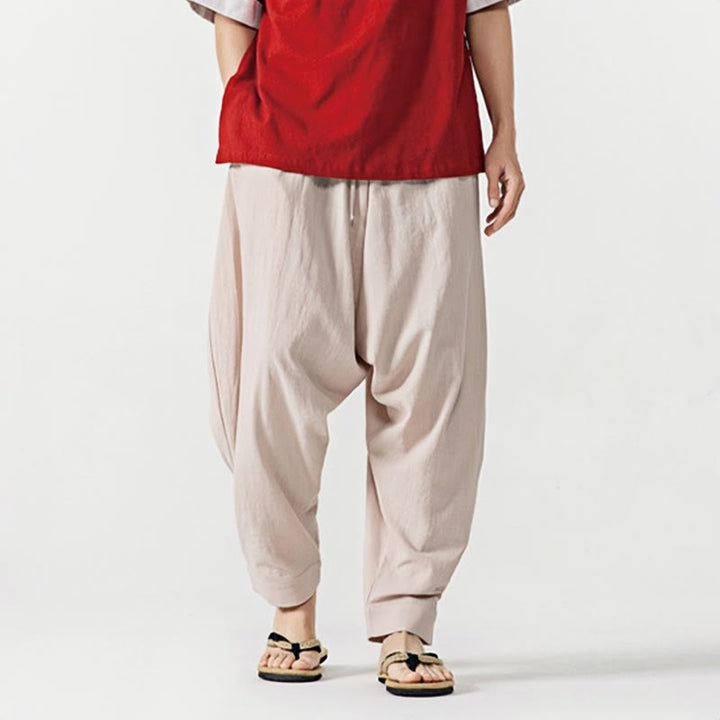 Pantalon sarouel pour homme avec cordon de serrage et poches, couleur unie, motif Buddha Stones Spring - image 20