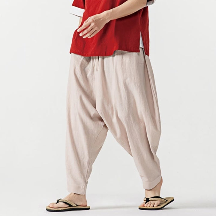 Pantalon sarouel pour homme avec cordon de serrage et poches, couleur unie, motif Buddha Stones Spring - image 21