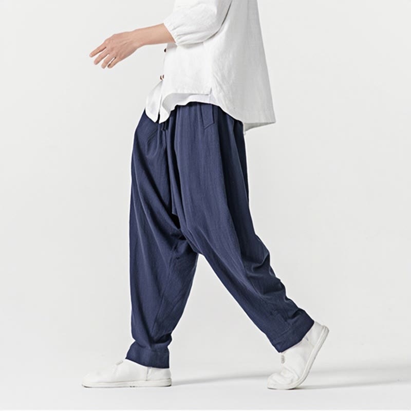 Pantalon sarouel pour homme avec cordon de serrage et poches, couleur unie, motif Buddha Stones Spring - image 7