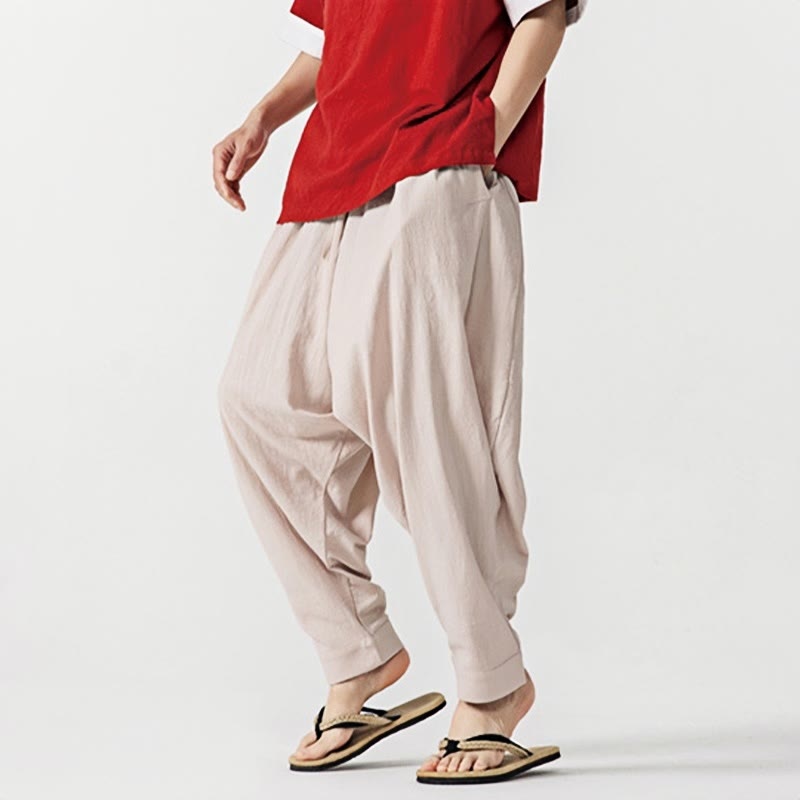 Pantalon sarouel pour homme avec cordon de serrage et poches, couleur unie, motif Buddha Stones Spring - image 24