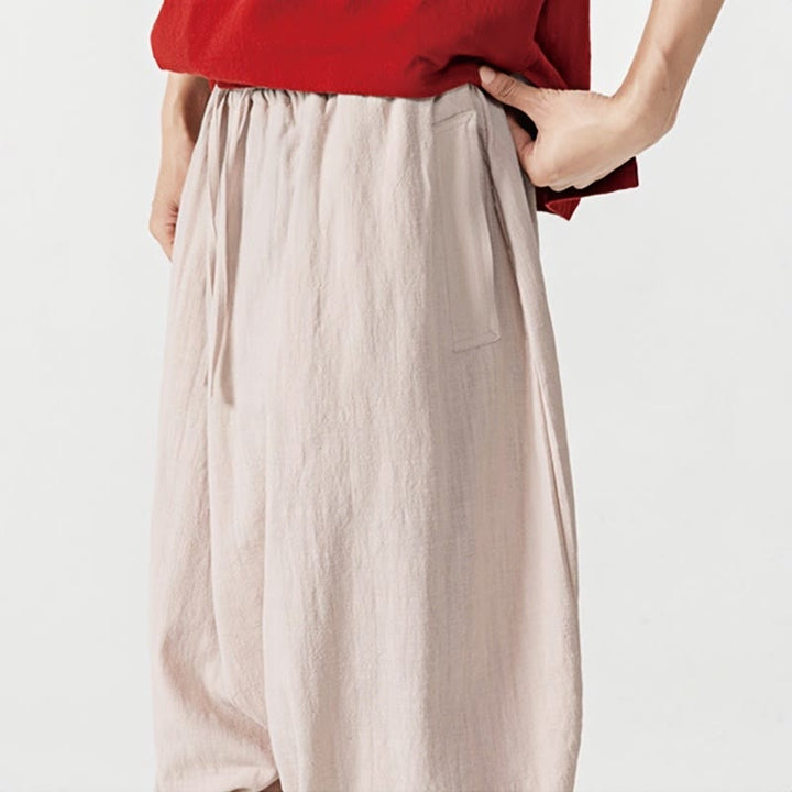 Pantalon sarouel pour homme avec cordon de serrage et poches, couleur unie, motif Buddha Stones Spring - image 29