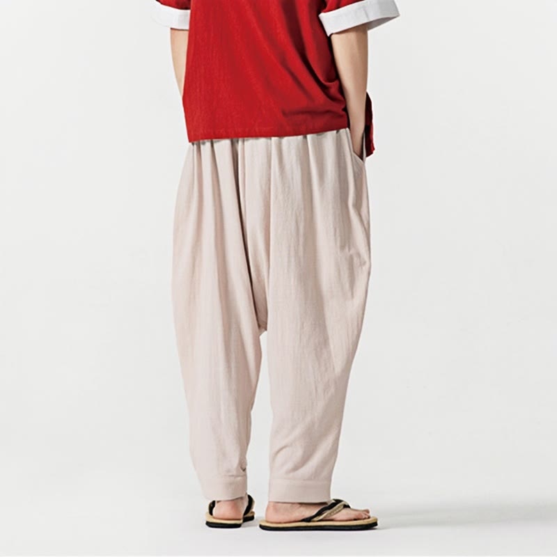Pantalon sarouel pour homme avec cordon de serrage et poches, couleur unie, motif Buddha Stones Spring - image 22
