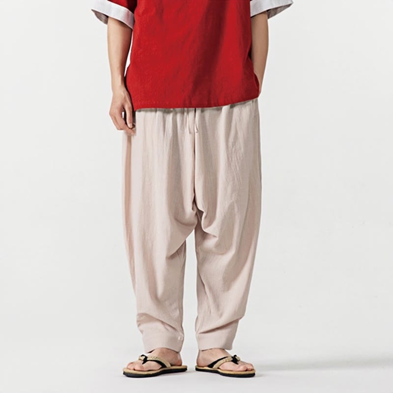 Pantalon sarouel pour homme avec cordon de serrage et poches, couleur unie, motif Buddha Stones Spring - image 19