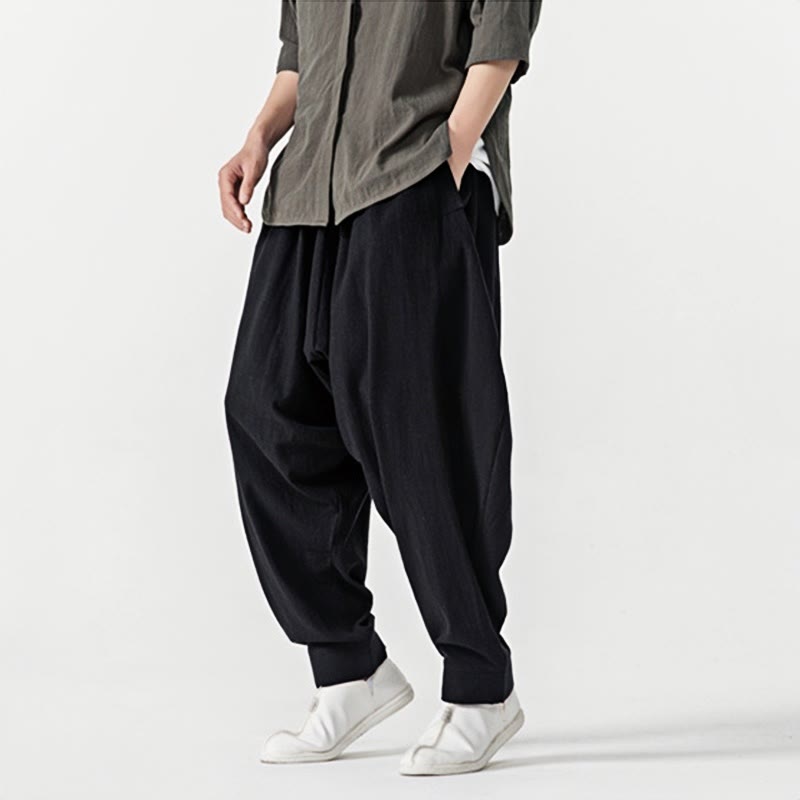 Pantalon sarouel pour homme avec cordon de serrage et poches, couleur unie, motif Buddha Stones Spring - image 14