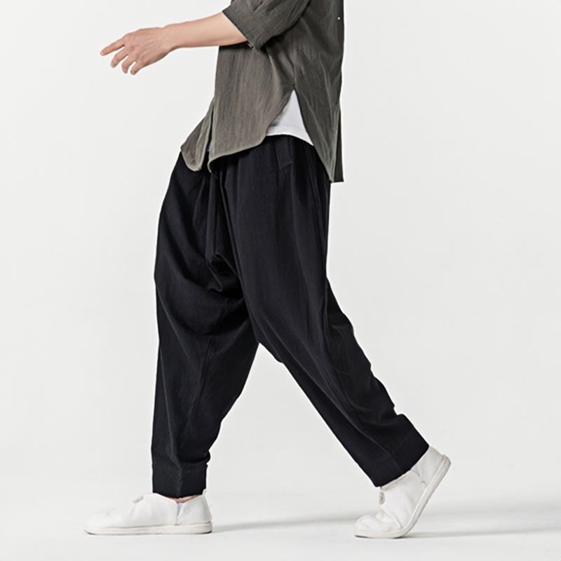 Pantalon sarouel pour homme avec cordon de serrage et poches, couleur unie, motif Buddha Stones Spring - image 17