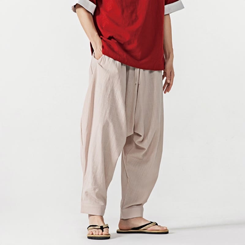 Pantalon sarouel pour homme avec cordon de serrage et poches, couleur unie, motif Buddha Stones Spring - image 26