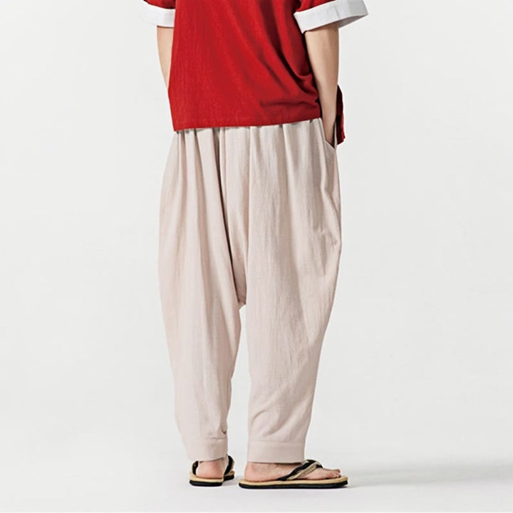 Pantalon sarouel pour homme avec cordon de serrage et poches, couleur unie, motif Buddha Stones Spring - image 22
