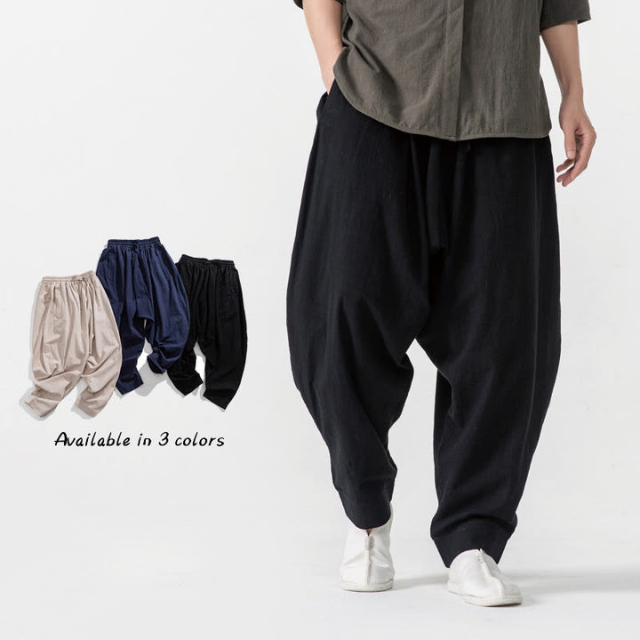 Pantalon sarouel pour homme avec cordon de serrage et poches, couleur unie, motif Buddha Stones Spring - Noir - US/UK/AU46，EU56 (5XL) - image 8