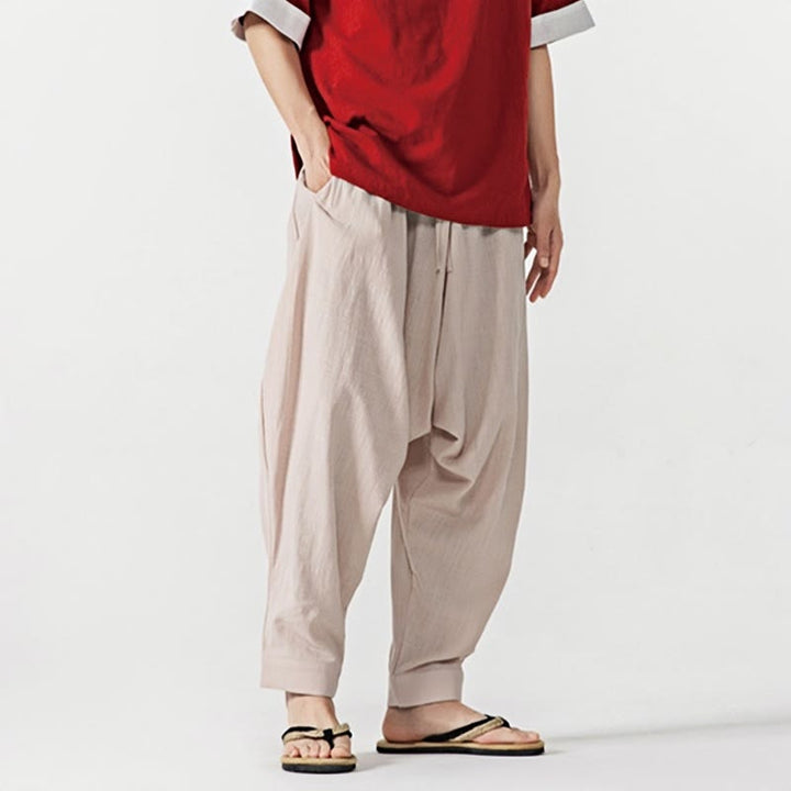 Pantalon sarouel pour homme avec cordon de serrage et poches, couleur unie, motif Buddha Stones Spring - image 26