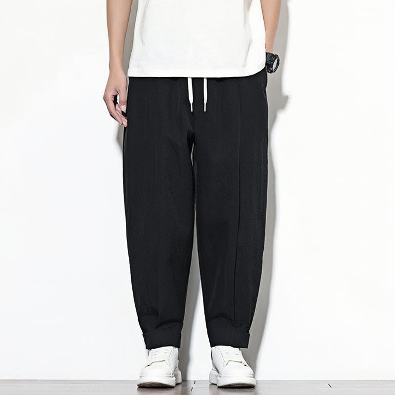 Pantalon sarouel décontracté uni avec cordon de serrage et poches pour homme Motif Buddha Stones