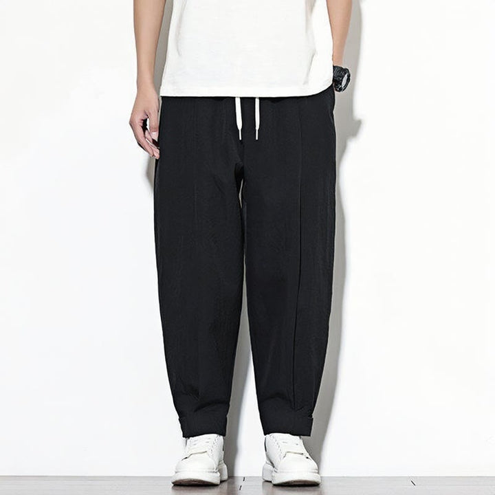Pantalon sarouel décontracté uni avec cordon de serrage et poches pour homme Motif Buddha Stones