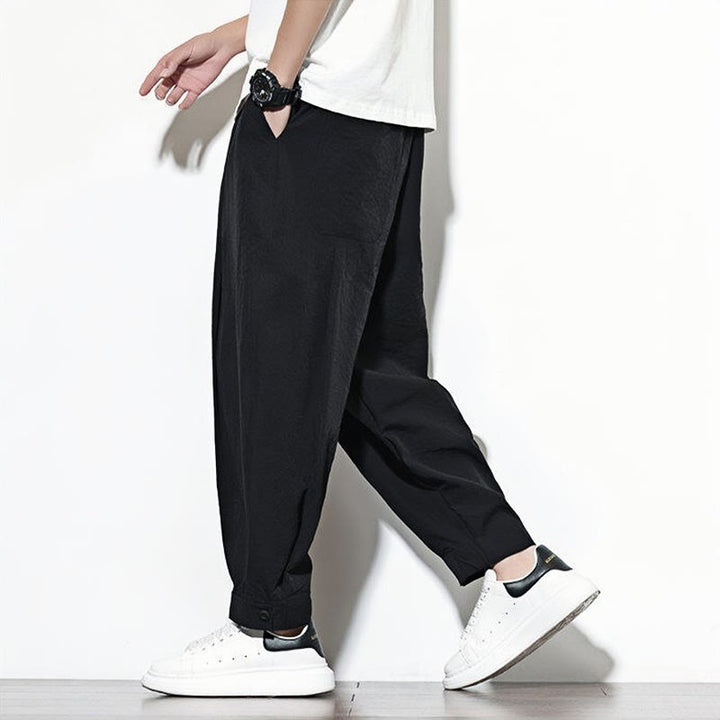 Pantalon sarouel décontracté uni avec cordon de serrage et poches pour homme Motif Buddha Stones