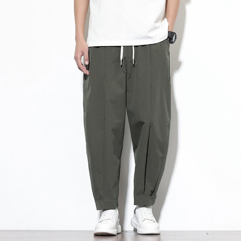 Pantalon harem homme Buddha Stones, couleur unie décontractée, avec cordon de serrage et poches - Olive - US/UK/AU46，EU56 (5XL) - image 17
