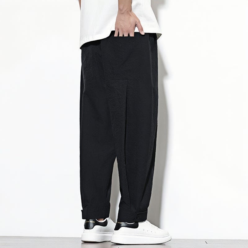 Pantalon sarouel décontracté uni avec cordon de serrage et poches pour homme Motif Buddha Stones