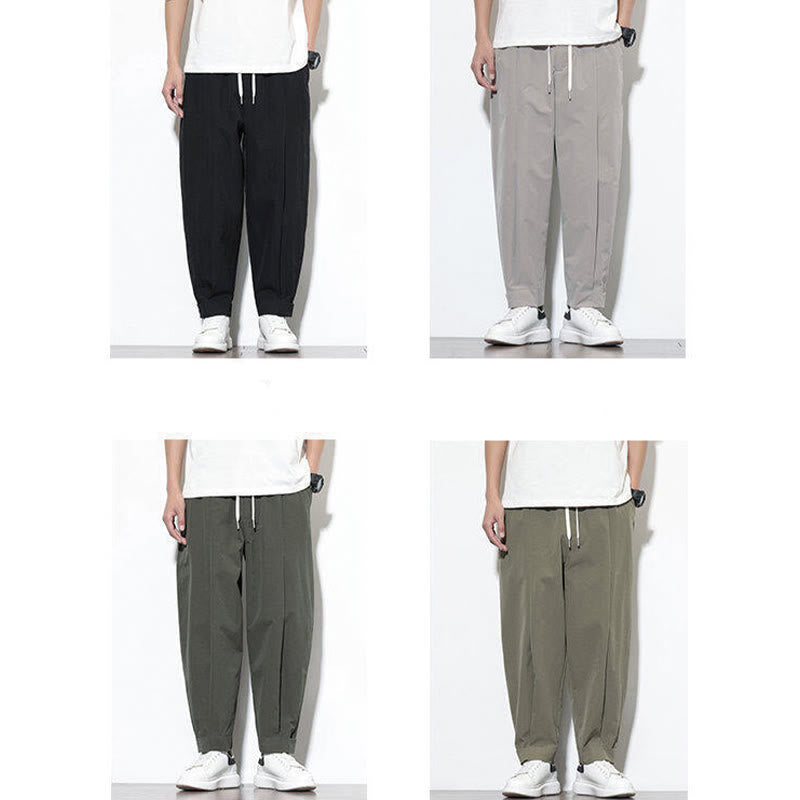 Pantalon harem homme Buddha Stones, couleur unie décontractée, avec cordon de serrage et poches - image 18
