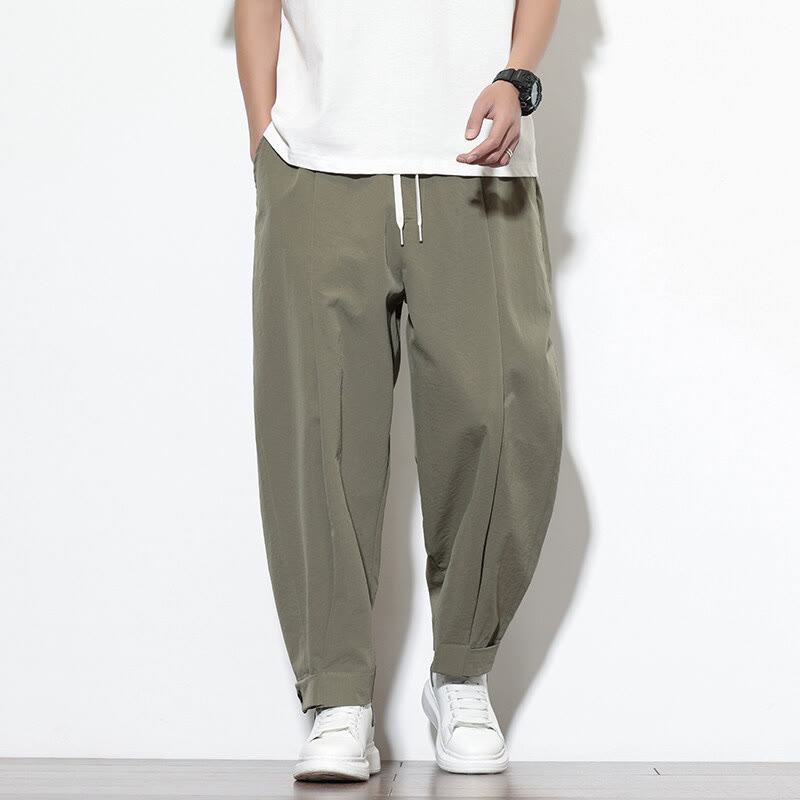 Pantalon sarouel décontracté uni avec cordon de serrage et poches pour homme Motif Buddha Stones