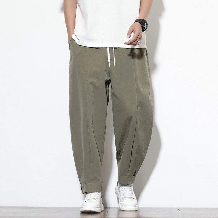 Pantalon sarouel décontracté uni avec cordon de serrage et poches pour homme Motif Buddha Stones