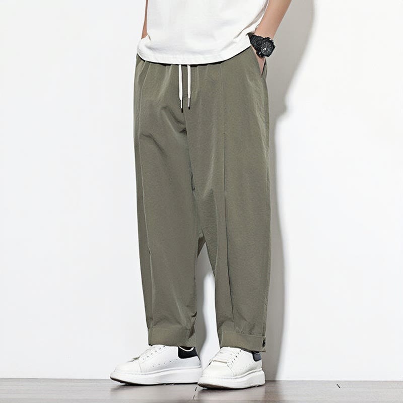 Pantalon sarouel décontracté uni avec cordon de serrage et poches pour homme Motif Buddha Stones