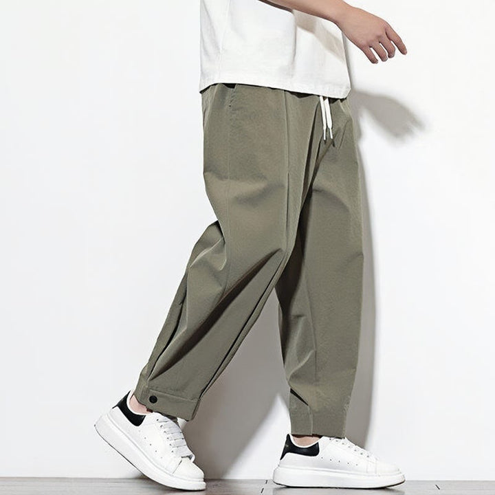 Pantalon harem homme Buddha Stones, couleur unie décontractée, avec cordon de serrage et poches - image 2