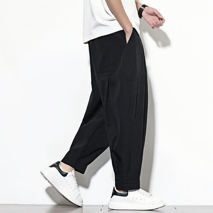 Pantalon sarouel décontracté uni avec cordon de serrage et poches pour homme Motif Buddha Stones