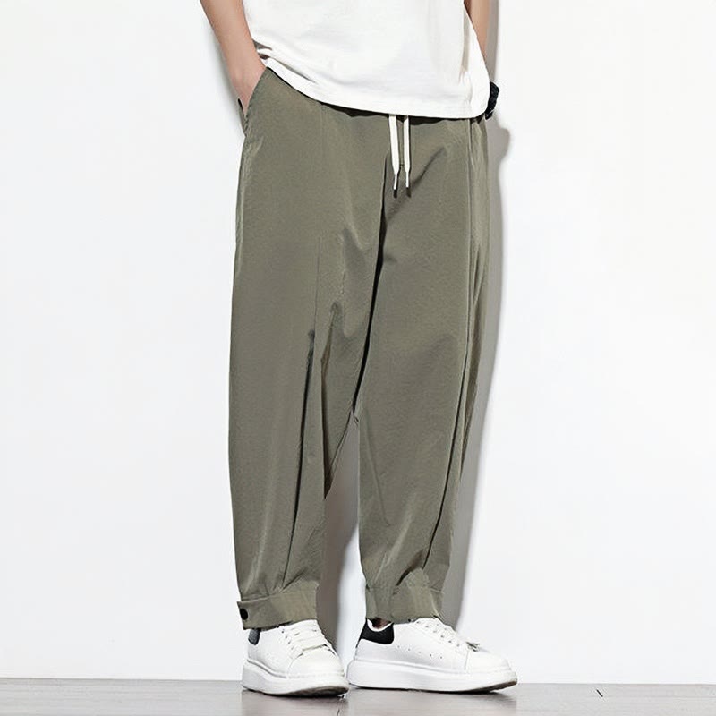 Pantalon harem homme Buddha Stones, couleur unie décontractée, avec cordon de serrage et poches - image 5