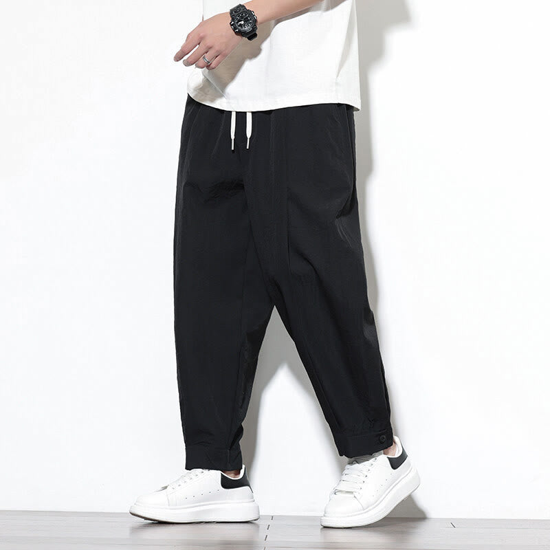 Pantalon sarouel décontracté uni avec cordon de serrage et poches pour homme Motif Buddha Stones