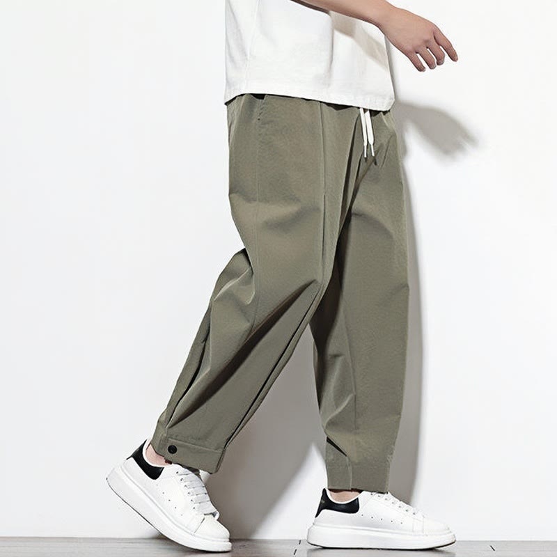 Pantalon sarouel décontracté uni avec cordon de serrage et poches pour homme Motif Buddha Stones