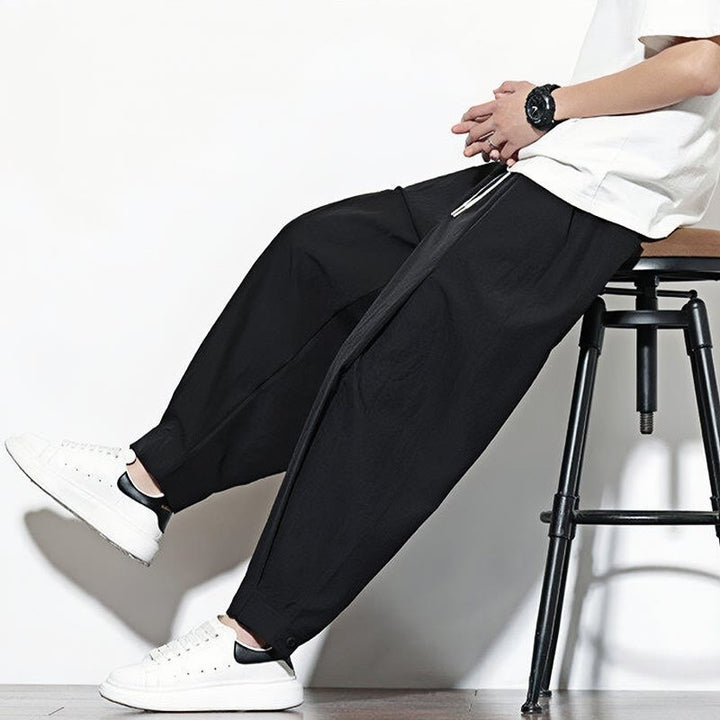 Pantalon sarouel décontracté uni avec cordon de serrage et poches pour homme Motif Buddha Stones