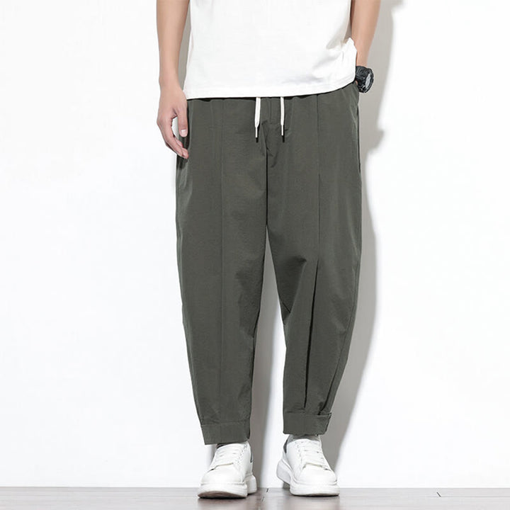 Pantalon sarouel décontracté uni avec cordon de serrage et poches pour homme Motif Buddha Stones