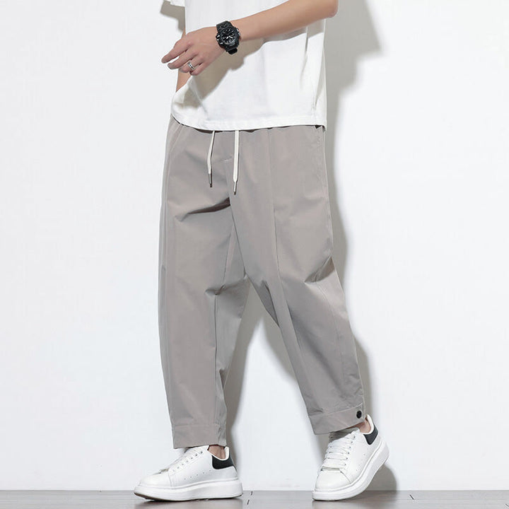 Pantalon sarouel décontracté uni avec cordon de serrage et poches pour homme Motif Buddha Stones