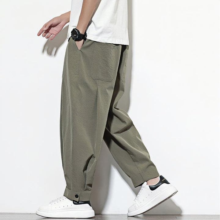 Pantalon harem homme Buddha Stones, couleur unie décontractée, avec cordon de serrage et poches - image 1