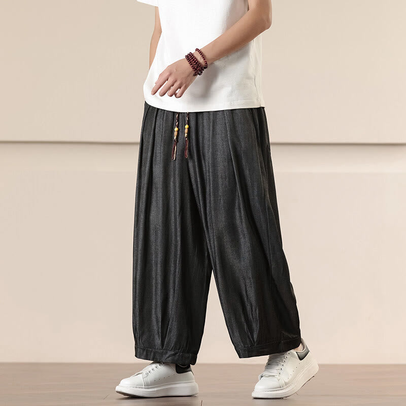Pantalon large à cordon de serrage et poches pour homme, couleur unie, motif Buddha Stones Spring - Noir - US/UK/AU46，EU56 (5XL) - image 0
