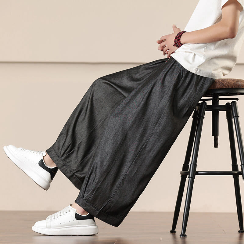 Pantalon large à cordon de serrage et poches pour homme, couleur unie, motif Buddha Stones Spring - image 1