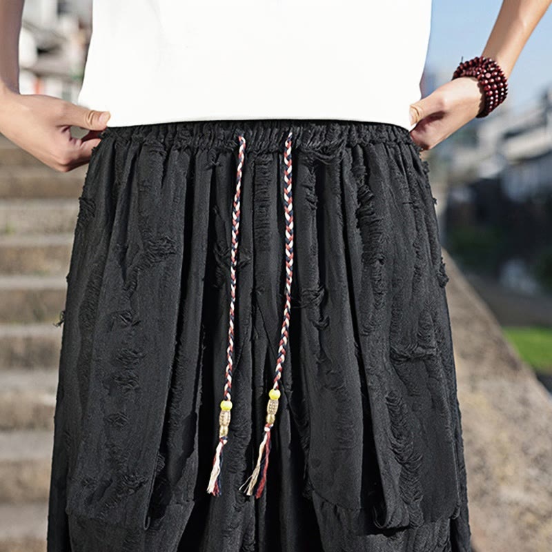 Pantalon large en coton avec cordon de serrage et poches pour homme, motif Buddha Stones, couleur unie - image 19