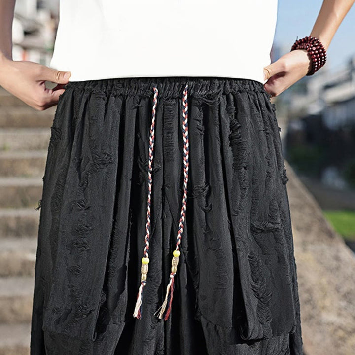 Pantalon large en coton avec cordon de serrage et poches pour homme, motif Buddha Stones, couleur unie - image 19