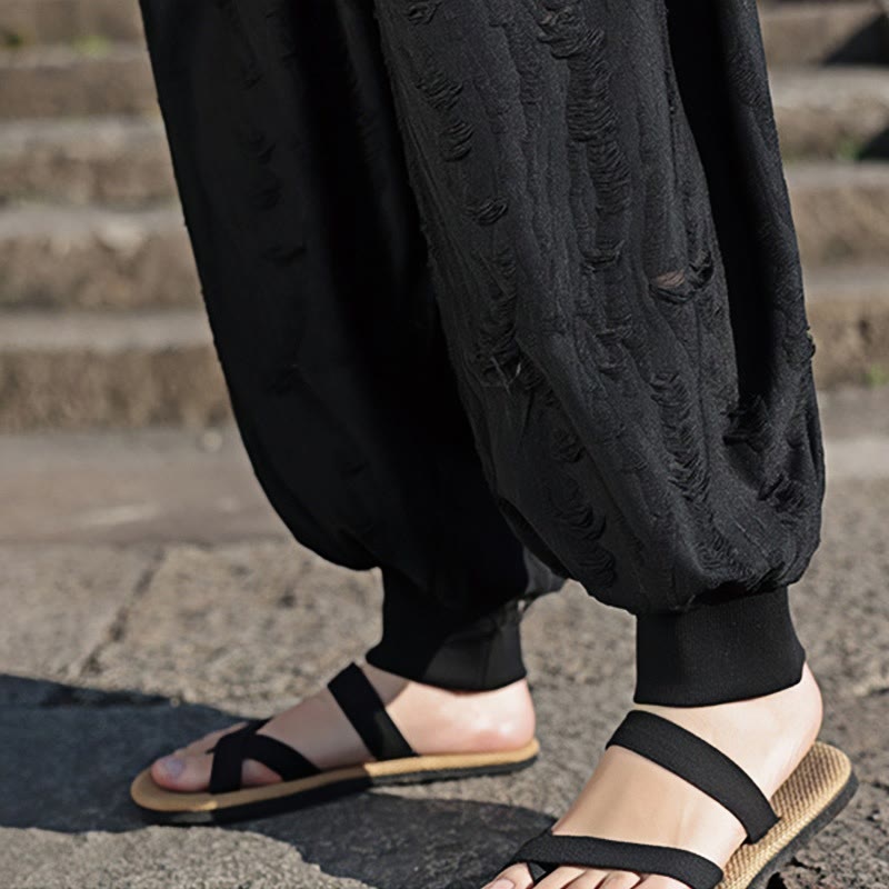 Pantalon large en coton avec cordon de serrage et poches pour homme, motif Buddha Stones, couleur unie - image 21