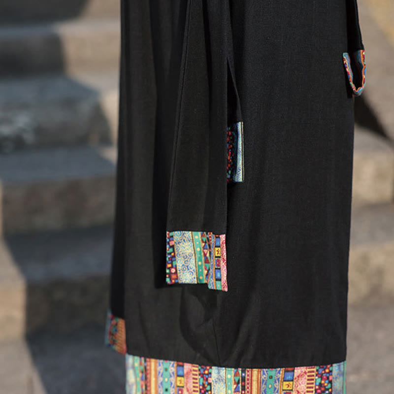 Pantalon d'été ethnique Buddha Stones, coupe courte, en coton, jambes larges, avec poches, longueur 7-8