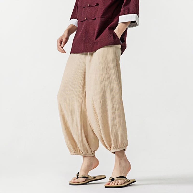 Pantalon pour homme en coton doux et uni avec cordon de serrage et poches Motif Buddha Stones - image 1