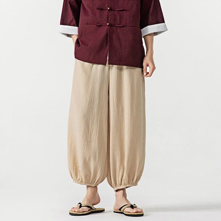 Pantalon pour homme en coton doux et uni avec cordon de serrage et poches Motif Buddha Stones - image 7