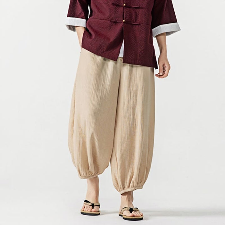 Pantalon pour homme en coton doux et uni avec cordon de serrage et poches Motif Buddha Stones - image 5