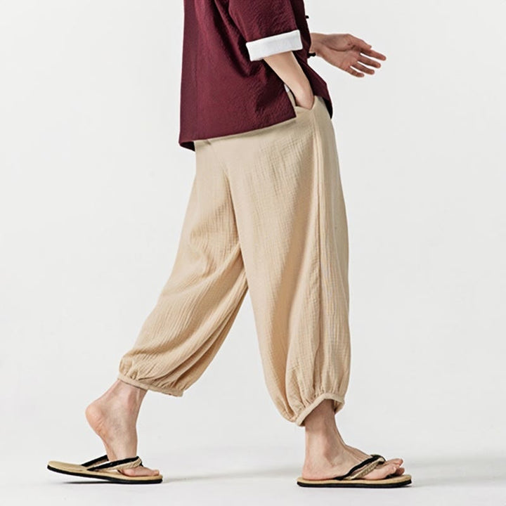 Pantalon pour homme en coton doux et uni avec cordon de serrage et poches Motif Buddha Stones - image 3