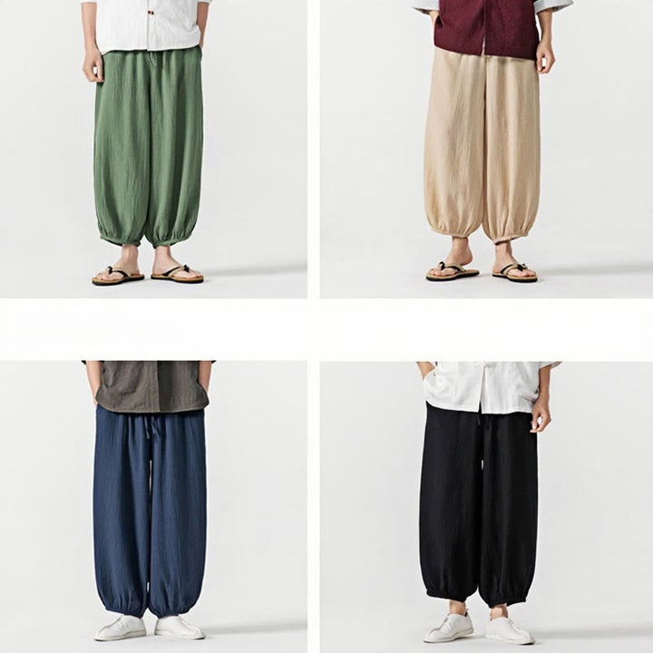 Pantalon pour homme en coton doux et uni avec cordon de serrage et poches Motif Buddha Stones - image 42