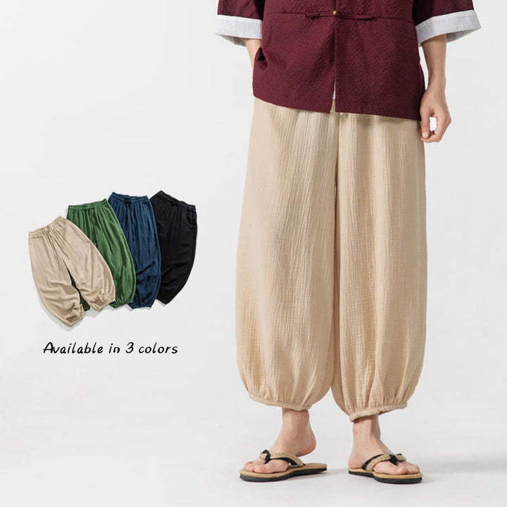 Pantalon pour homme en coton doux et uni avec cordon de serrage et poches Motif Buddha Stones - Beige - US/UK/AU46，EU56 (5XL) - image 0