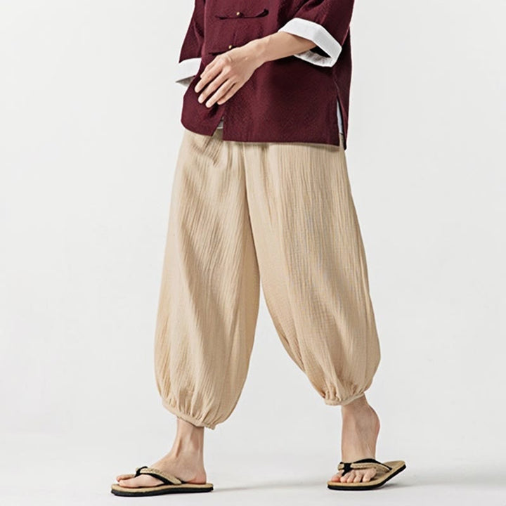 Pantalon pour homme en coton doux et uni avec cordon de serrage et poches Motif Buddha Stones - image 4