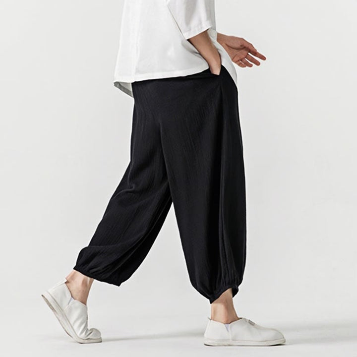 Pantalon pour homme en coton doux et uni avec cordon de serrage et poches Motif Buddha Stones - image 16